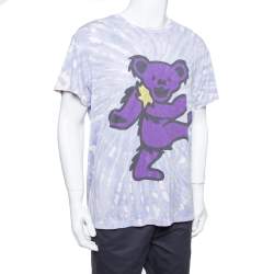 Amiri Purple Cotton Graphic Printed Tie Dye Effect Oversized T-shirt M