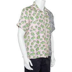 Pre Owned Amiri Multicolor Printed Silk Paneled Bowling Shirt M