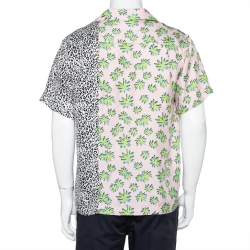 Pre Owned Amiri Multicolor Printed Silk Paneled Bowling Shirt M