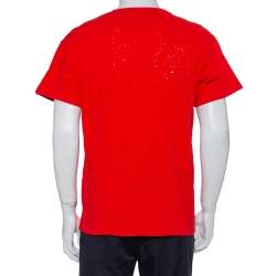 Pre Owned Amiri Red Cotton Crewneck Shotgun T-Shirt XS