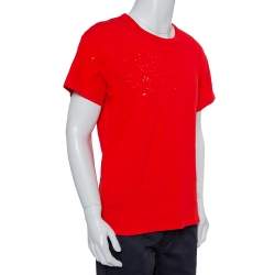 Pre Owned Amiri Red Cotton Crewneck Shotgun T-Shirt XS