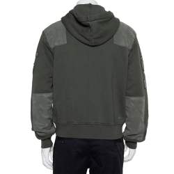 Pre Owned Amiri Military Green Cotton Knit Patched Detail Hoodie XS