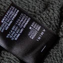 Pre Owned Amiri Military Green Cotton Knit Patched Detail Hoodie XS