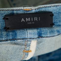 Pre Owned Amiri Blue Light Wash Denim Distressed Jeans S