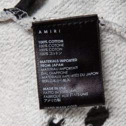 Pre Owned Amiri Grey Cotton Knit Shotgun Shot Sleeve Crewneck Sweatshirt M