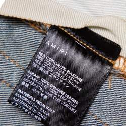 Pre Owned Amiri Blue Denim Muddy Effect Distressed Slim Fit Biker Jeans S