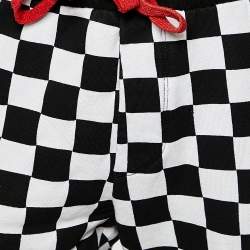 Amiri Monochrome Chess Board Pattern Cotton Knit Sweatpants M