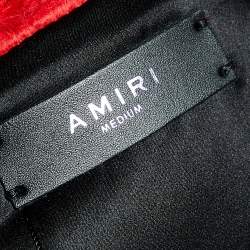 Amiri Red Cotton Fleece Contrast Trim Detail Sherpa Bomber Jacket M 