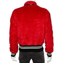 Amiri Red Cotton Fleece Contrast Trim Detail Sherpa Bomber Jacket M 