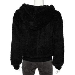Amiri Black Faux Fur Zip Front Hooded Jacket M 