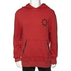 Amiri Orange Star Circle Embroidered Cotton Hoodie L