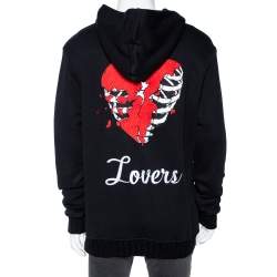Pre Owned Amiri Black Lovers Embroidered Cotton Hooded Sweatshirt XL