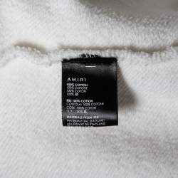 Amiri White Distressed Cotton Long Sleeve Oversized Hoodie S