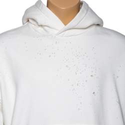 Amiri White Distressed Cotton Long Sleeve Oversized Hoodie S