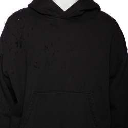 Amiri Black Distressed Cotton Long Sleeve Oversized Hoodie S