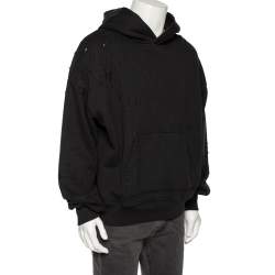 Amiri Black Distressed Cotton Long Sleeve Oversized Hoodie S