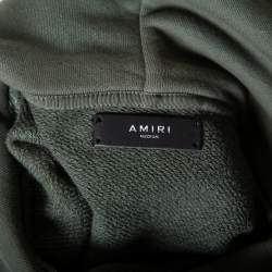 Pre Owned Amiri Military Green Cotton Knit Patched Detail Hoodie M
