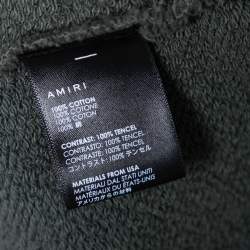 Pre Owned Amiri Military Green Cotton Knit Patched Detail Hoodie M