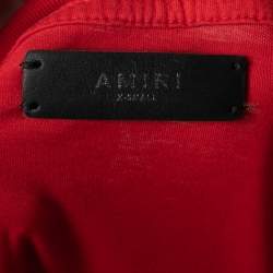 Pre Owned Amiri Red Cotton Crew Neck Fighters Printed Short Sleeve T-Shirt XS