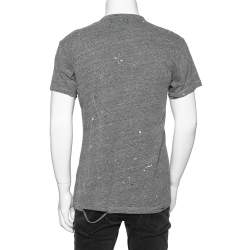 Pre Owned Amiri Grey Distressed Logo Print Jersey T-shirt XS