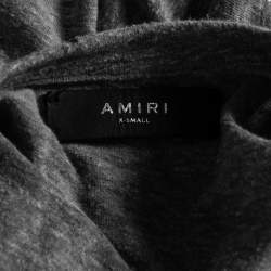 Pre Owned Amiri Grey Distressed Logo Print Jersey T-shirt XS