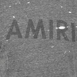 Pre Owned Amiri Grey Distressed Logo Print Jersey T-shirt XS