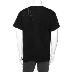 Amiri Black Distressed Cotton Crew Neck T Shirt S