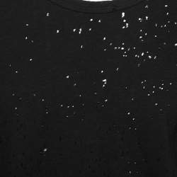 Amiri Black Distressed Cotton Crew Neck T Shirt S