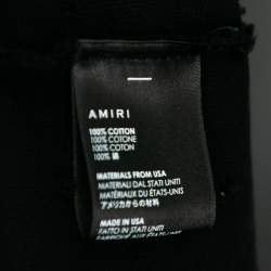 Amiri Black Distressed Cotton Crew Neck T Shirt S