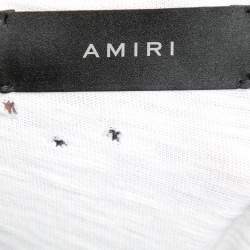 Pre Owned Amiri White Distressed Cotton Crew Neck T Shirt S