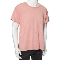 Amiri Pink Cotton Washed Shotgun Crew Neck Short Sleeve T-Shirt S