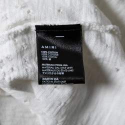 Amiri White Distressed Cotton Crew Neck T-Shirt M
