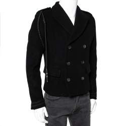 Pre Owned Amiri Black Wool Double Breasted Long Sleeve Coat XS
