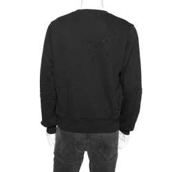 Pre Owned Amiri Black Distressed Cotton Knit Crewneck Sweatshirt XS