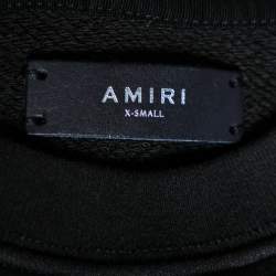 Pre Owned Amiri Black Distressed Cotton Knit Crewneck Sweatshirt XS
