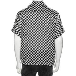Amiri Black and White Racer Check Silk Button Front Shirt XL