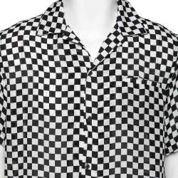 Amiri Black and White Racer Check Silk Button Front Shirt XL