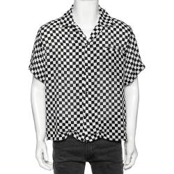 Amiri Black and White Racer Check Silk Button Front Shirt XL