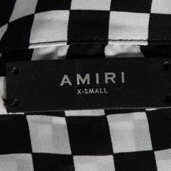 Amiri Black and White Racer Check Silk Button Front Shirt XL