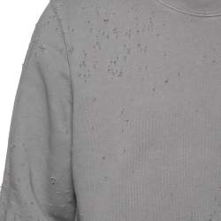 Amiri Grey Distressed Cotton Shotgun Crewneck Sweatshirt XS