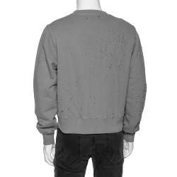 Amiri Grey Distressed Cotton Shotgun Crewneck Sweatshirt XS