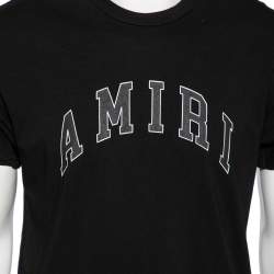 Pre Owned Amiri Black Logo Printed Cotton Short Sleeve T-Shirt XS