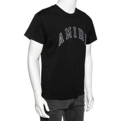 Pre Owned Amiri Black Logo Printed Cotton Short Sleeve T-Shirt XS