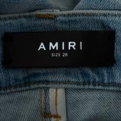 Pre Owned Amiri Indigo Light Wash Denim Distressed Skinny Jeans XS