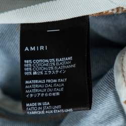 Pre Owned Amiri Indigo Rosebowl Denim Floral Applique Distressed Jeans XS