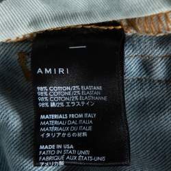 Pre Owned Amiri Indigo Light Wash Denim Art Patch Distressed Jeans XS