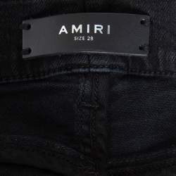Amiri Aged Black Denim Distressed Art Patch Jeans XS