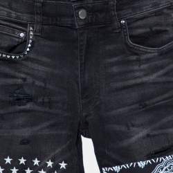 Amiri Aged Black Denim Distressed Art Patch Jeans XS