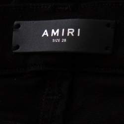 Pre Owned Amiri Black Distressed Denim Crystal Destroy Skinny Jeans XS