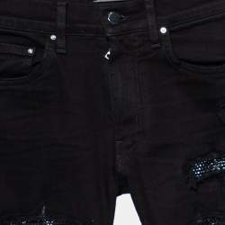 Pre Owned Amiri Black Distressed Denim Crystal Destroy Skinny Jeans XS